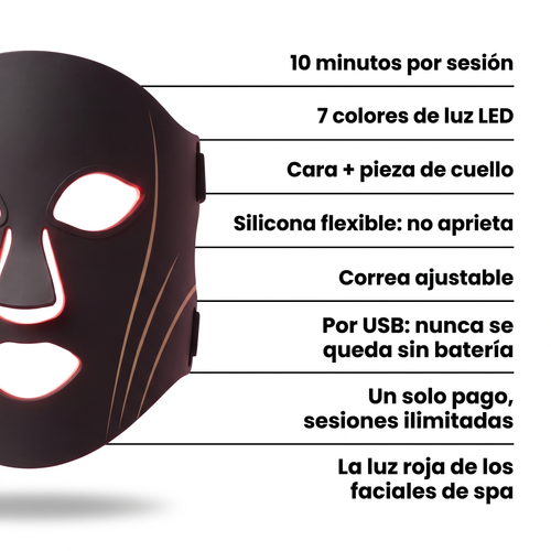 naema glow: 10 minutos por sesión, 7 colores de luz LED, cara y cuello, silicona flexible