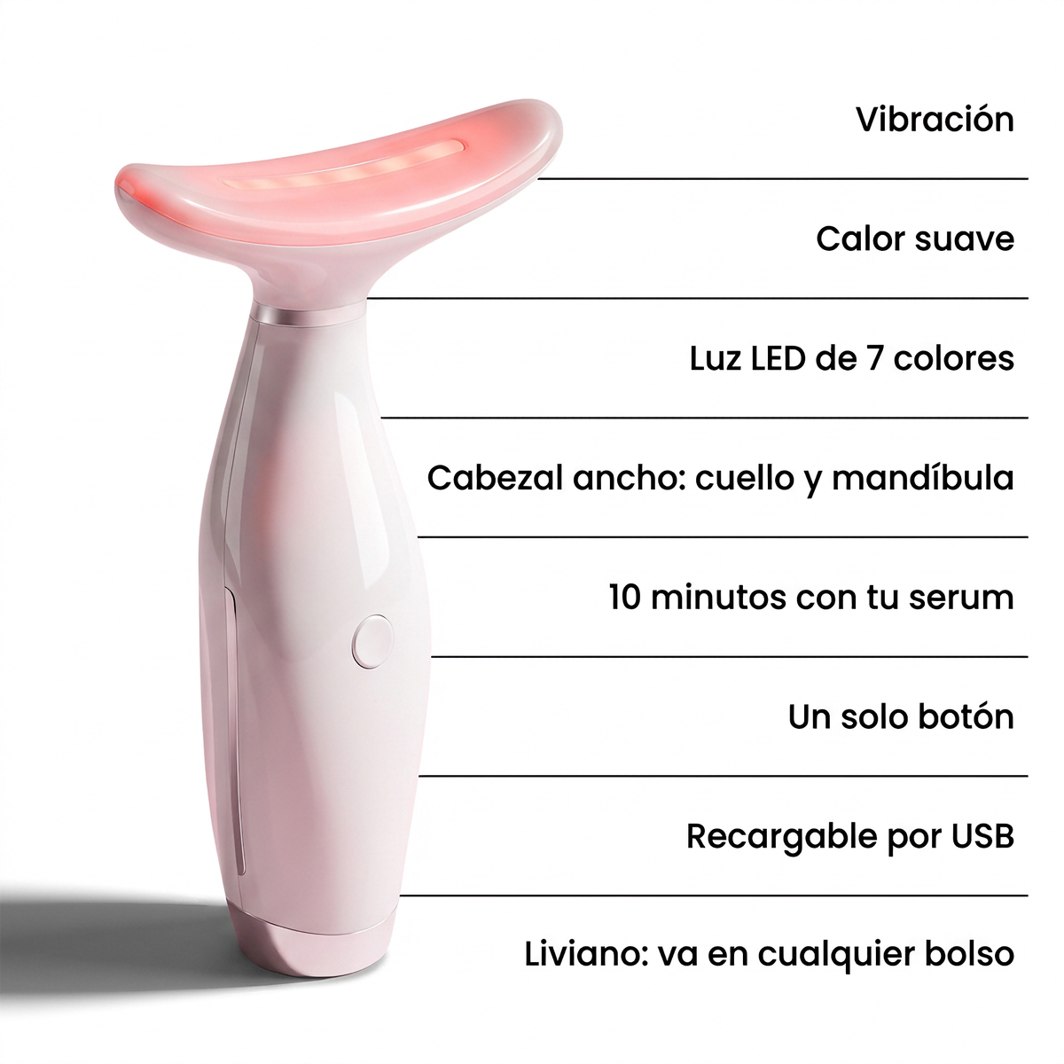 naema lift: vibración, calor suave, luz LED de 7 colores, recargable por USB